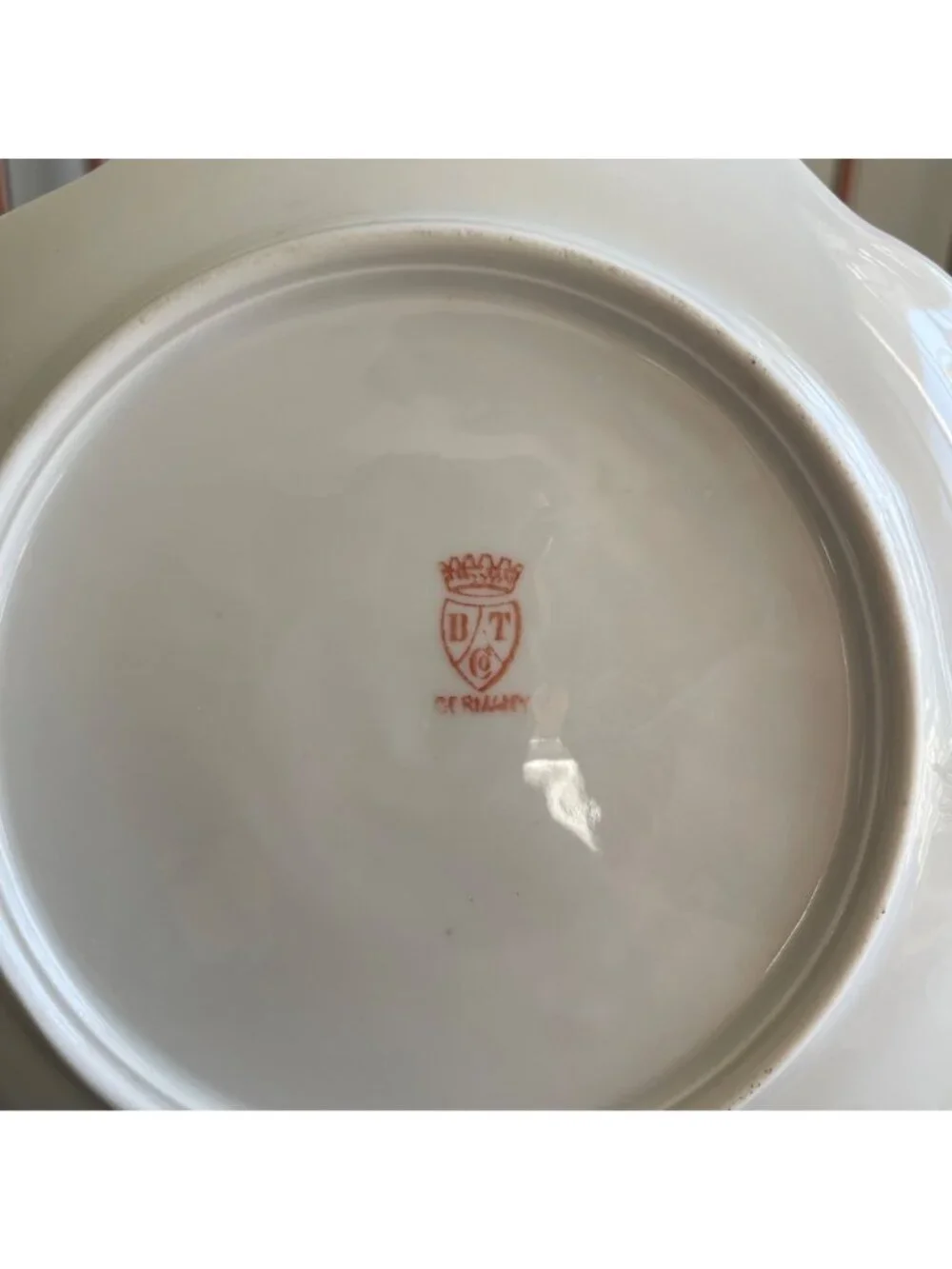 Antique Hand Painted Floral Porcelain Plate Germany Poppies Pink Roses Scalloped